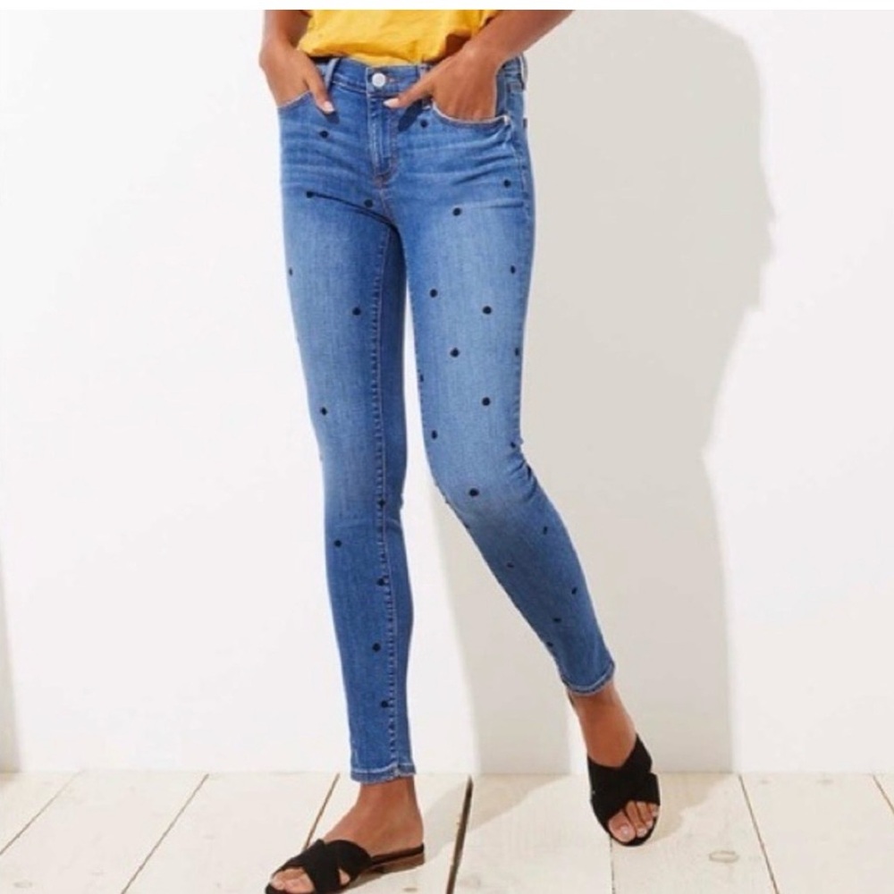 Loft skinny jeans size 8 polka dots